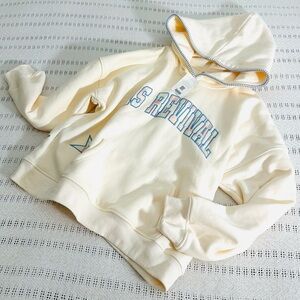 Altar'd State Cream Hoodie with Blue Accents